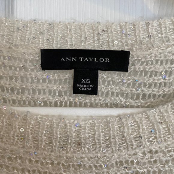 Ann Taylor Cream Sparkly Loose Knit Sweater - Picture 4 of 4